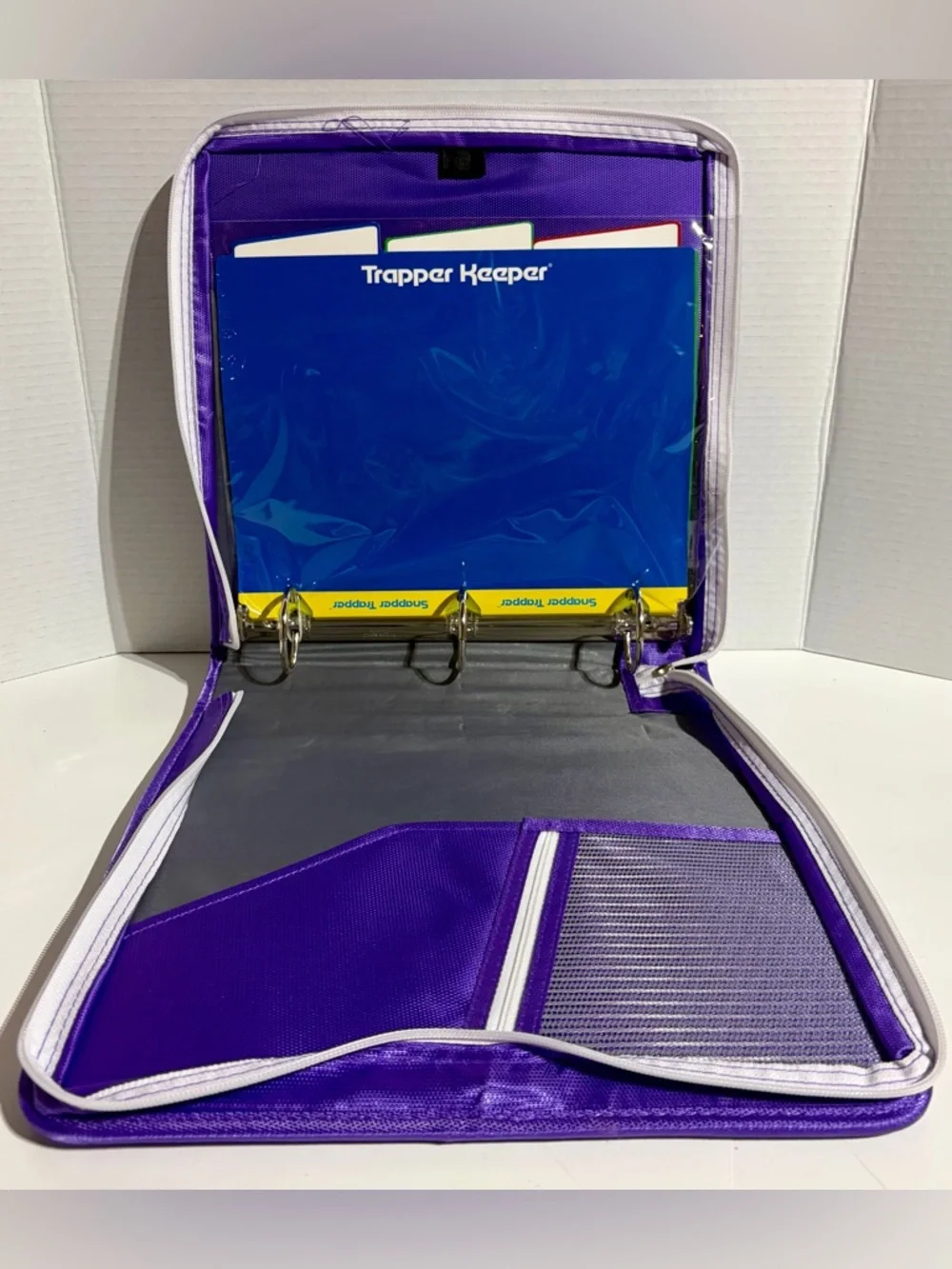 Y2K Mead Trapper Keeper Zip Purple Pink Padded 3 Ring 2” Binder Handle Snapper